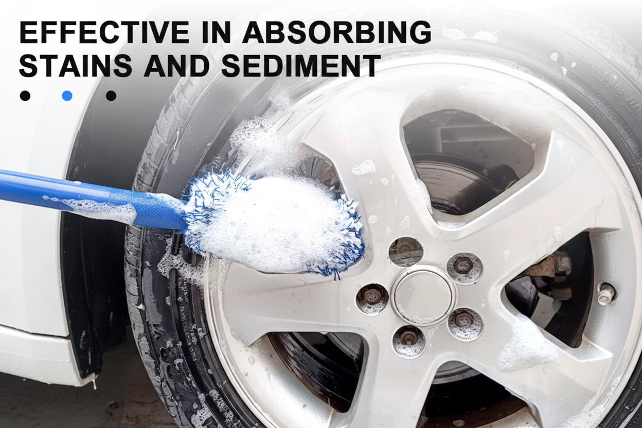 SEAMETAL Car Wheel Tire Rim Cleaning Brush Portable Plush Car Wheel Hub Brush Washing Tool Car Detailing Care Dust Removal Brush