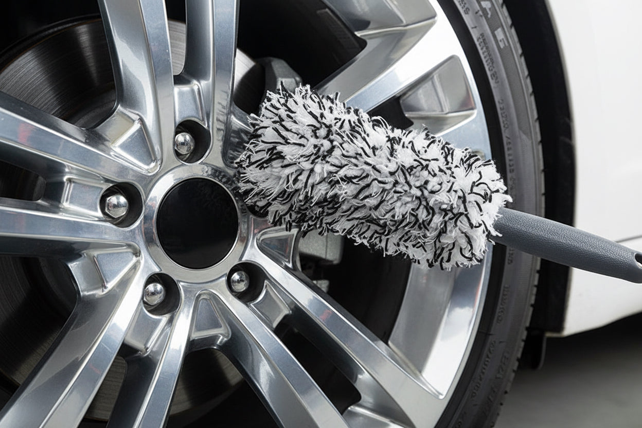 SEAMETAL Car Wheel Tire Rim Cleaning Brush Portable Plush Car Wheel Hub Brush Washing Tool Car Detailing Care Dust Removal Brush